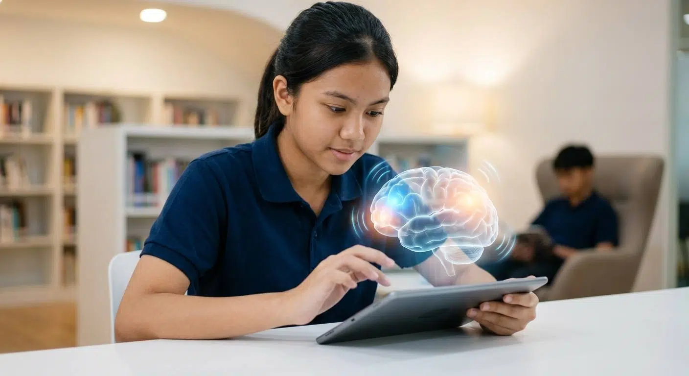 Unlock Your Child’s Memory Potential 2 Diagram or artistic visualization of the brain highlighting regions such as the prefrontal cortex and parietal lobes, with animated elements that show activation during brain game exercises.