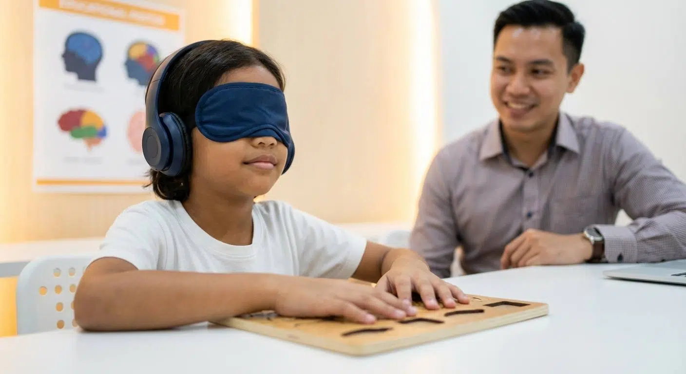 Boost Your Child’s Brain Speed and Potential 2 Visual representation of midbrain activation and balanced brain hemispheres working together to enhance attention, memory, and creativity.