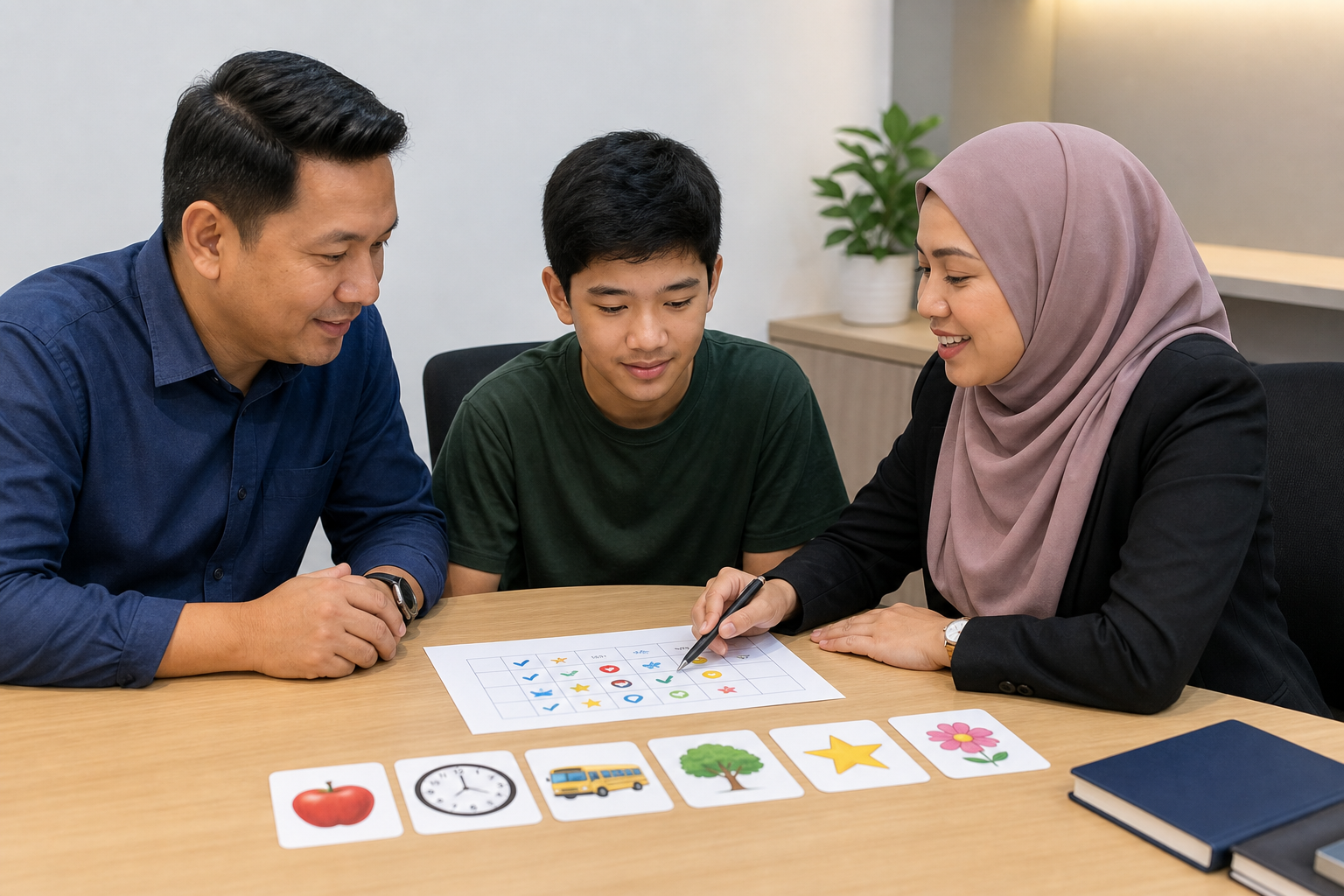 Mind Improvement: 7 Calm Practices for School Nights 4 Malaysian parent and child arranging picture cards after dinner