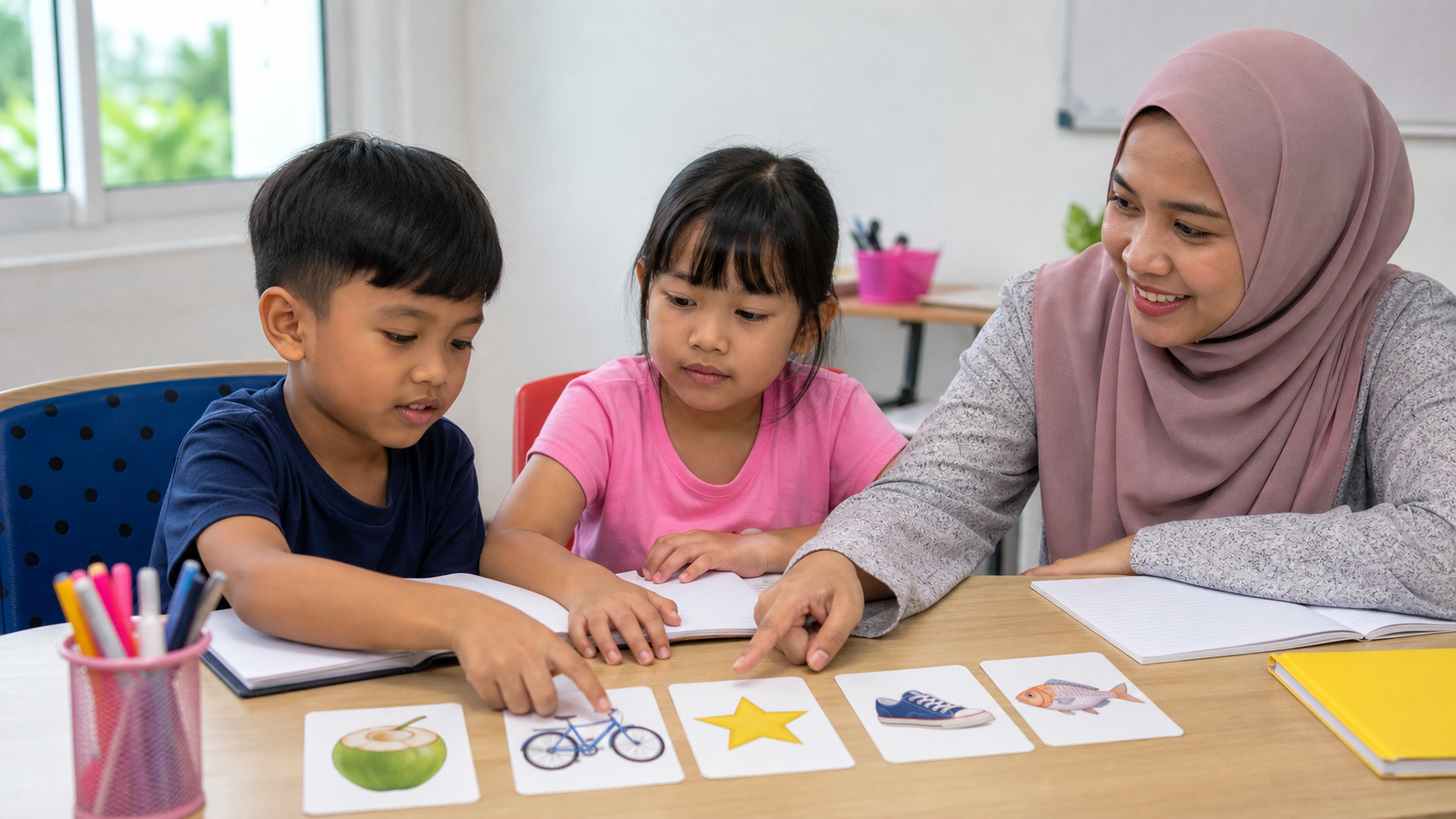 Ways to Improve Working Memory: 7 Positive Routines for Kids 2 Malaysian children arranging picture cards for working memory practice