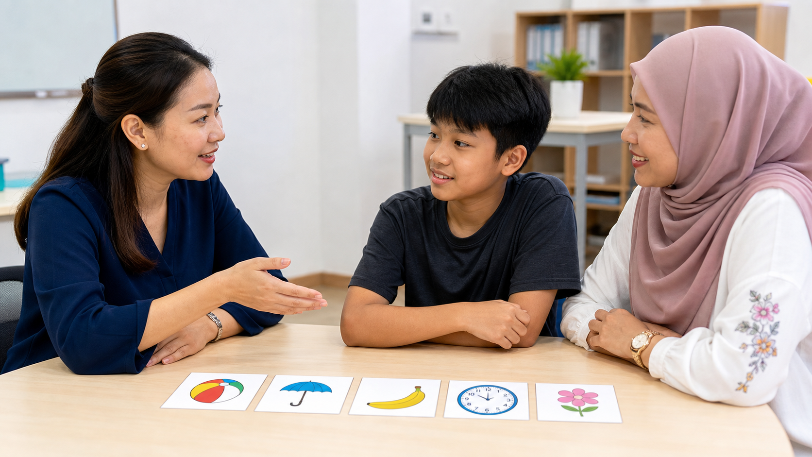 Ways to Improve Working Memory: 7 Positive Routines for Kids 4 Malaysian learning coach reviewing picture-card working memory practice